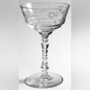 LIBBEY Rock Sharpe Floral Etched Champagne Coupe x 5